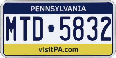 PA license plate MTD5832