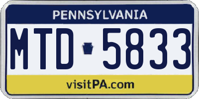 PA license plate MTD5833
