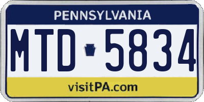 PA license plate MTD5834