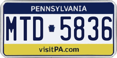 PA license plate MTD5836