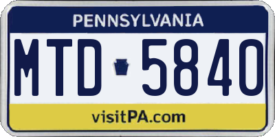 PA license plate MTD5840