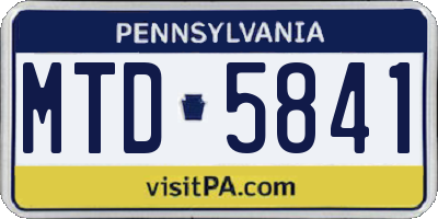 PA license plate MTD5841