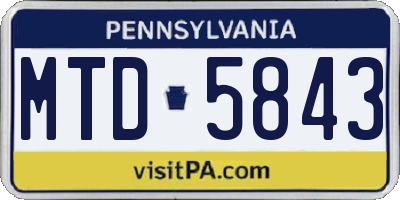 PA license plate MTD5843