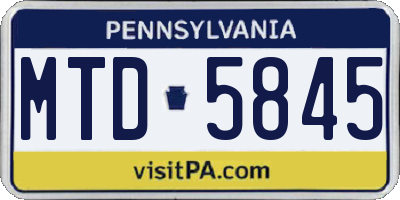 PA license plate MTD5845