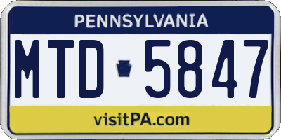 PA license plate MTD5847