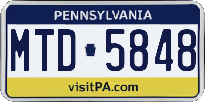PA license plate MTD5848