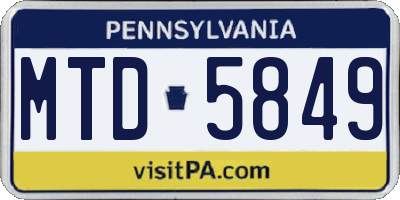 PA license plate MTD5849