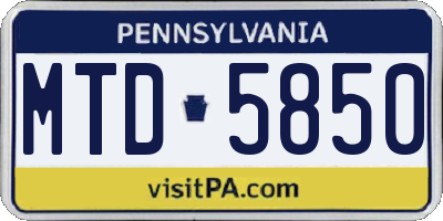 PA license plate MTD5850