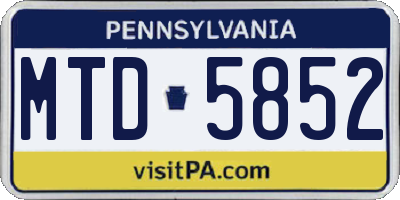 PA license plate MTD5852