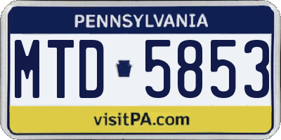 PA license plate MTD5853
