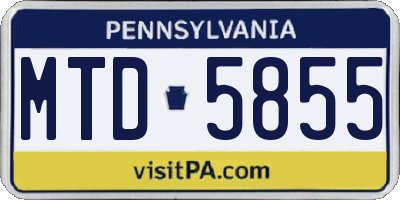 PA license plate MTD5855