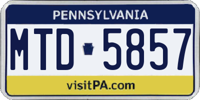 PA license plate MTD5857