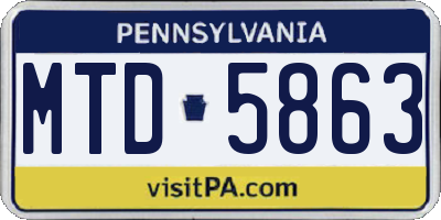 PA license plate MTD5863