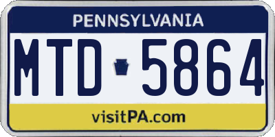 PA license plate MTD5864