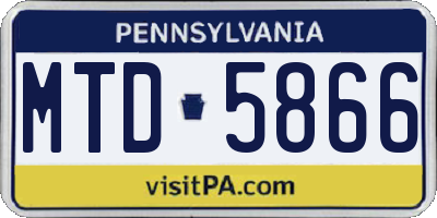 PA license plate MTD5866