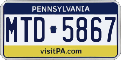 PA license plate MTD5867