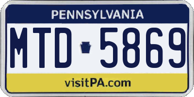 PA license plate MTD5869