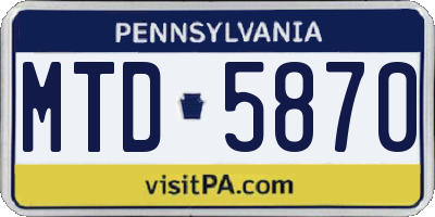 PA license plate MTD5870