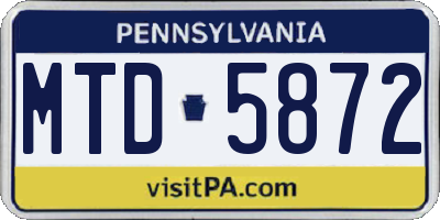 PA license plate MTD5872
