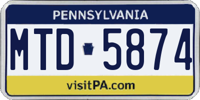 PA license plate MTD5874