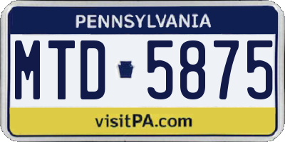 PA license plate MTD5875