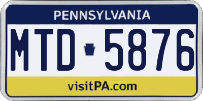 PA license plate MTD5876