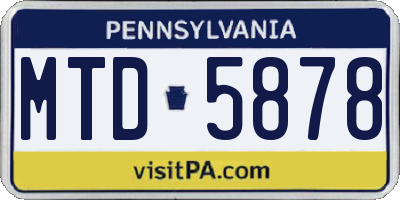 PA license plate MTD5878