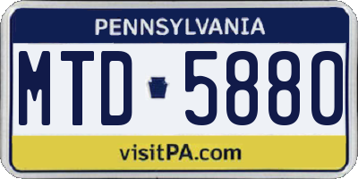 PA license plate MTD5880