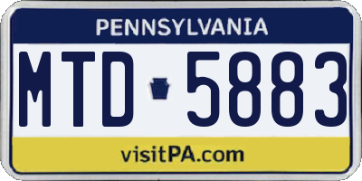 PA license plate MTD5883