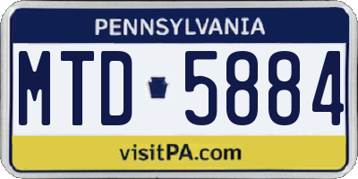 PA license plate MTD5884