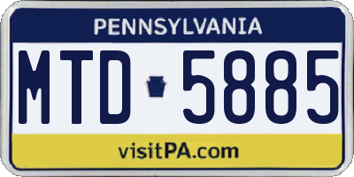 PA license plate MTD5885