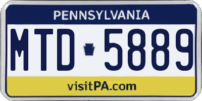 PA license plate MTD5889