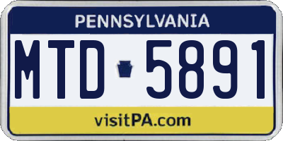PA license plate MTD5891