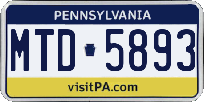 PA license plate MTD5893