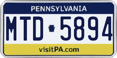 PA license plate MTD5894