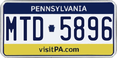 PA license plate MTD5896