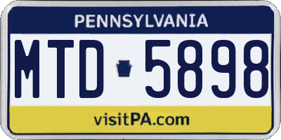 PA license plate MTD5898