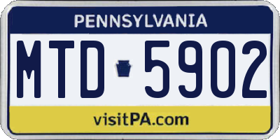 PA license plate MTD5902