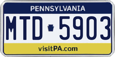 PA license plate MTD5903