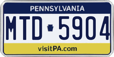 PA license plate MTD5904