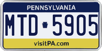 PA license plate MTD5905