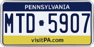 PA license plate MTD5907