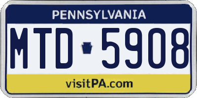 PA license plate MTD5908