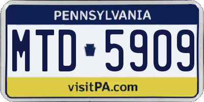 PA license plate MTD5909