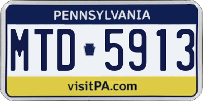 PA license plate MTD5913