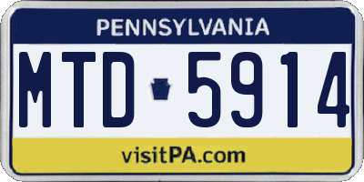 PA license plate MTD5914