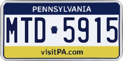 PA license plate MTD5915