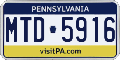 PA license plate MTD5916