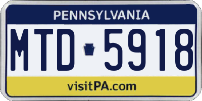 PA license plate MTD5918