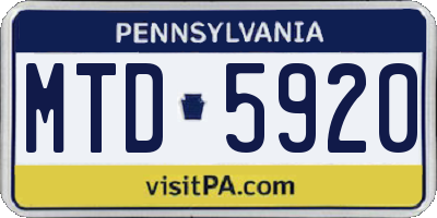 PA license plate MTD5920